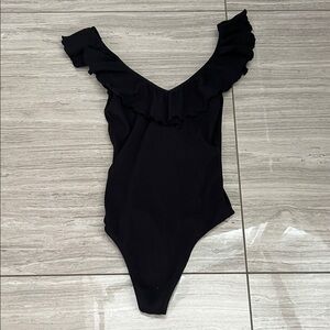 Black Ruffled bodysuit Wilfred from aritzia